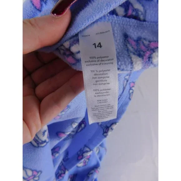 OshKosh B'gosh Fleece Pullover Girls 14 Blue Unicorn Print 1/4 Zip Mock Neck - Picture 4 of 5